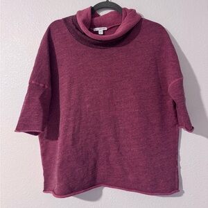 James Perse Standard Melange Cropped Funnel Neck Size 1 Red Sweatshirt